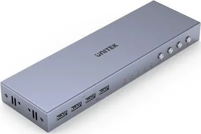 Unitek KVM přepínač 4v1 HDMI 2.0 4K / KVM přepínač / 4 počítače / 1 monitor / USB Hub