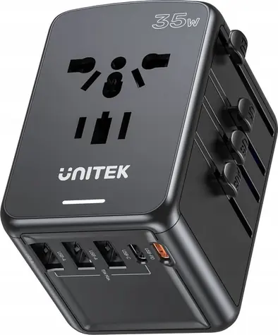 Unitek Cestovní nabíječka EU/US/UK/AUS / Nabíječka / 35 W / 5x USB / QC 3.0 / PD 3.0