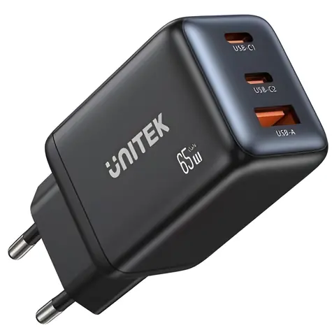 Unitek P1130ABK01-EU černá / Nabíječka / 1x USB-A / 2x USB-C / 3,25 A