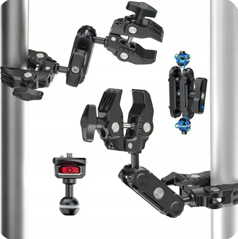 Ulanzi C017 / Magic Arm držák s 2x klipsem a 3D hlavou / 1/4