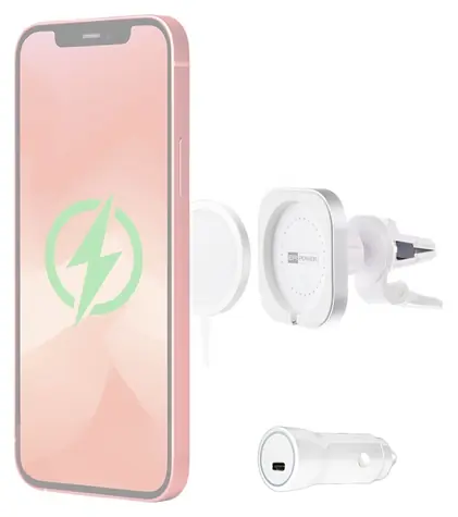 ER Power Car Vent Mount bílá / Držák do auta pro MagSafe / Autonabíječka 20W / Do ventilace