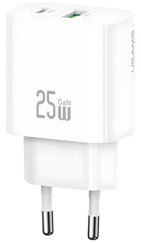 USAMS Síťová nabíječka 25W bílá / Nabíječka / 2x USB-A / Fast Charge