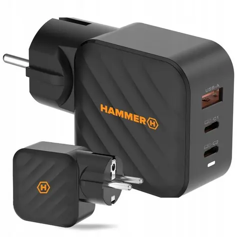 Hammer RapidCharge 65W černá / Nabíječka do sítě / 65 W / 1x USB-A / 2x USB-C / PD