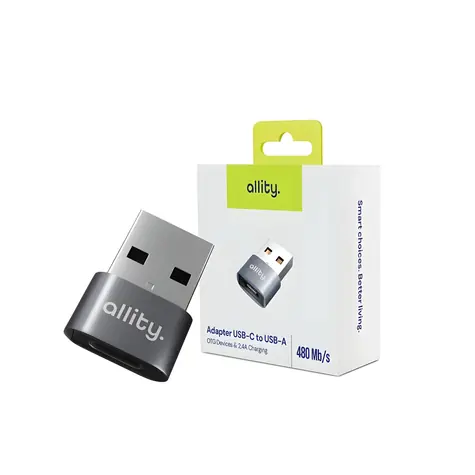 Allity ABA-101 šedá / Adaptér / USB-C - USB-A / OTG / 480 Mb/s