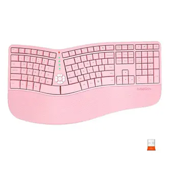 Meetion DirectorW růžová / Ergonomická bezdrátová klávesnice / US layout / 2,4 GHz / USB-C nabíjení
