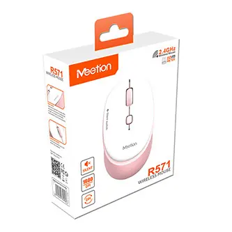 Meetion R571 bílo-růžová / Bezdrátová myš / optická / 1600 DPI / 4 tlačítka / 2,4 GHz