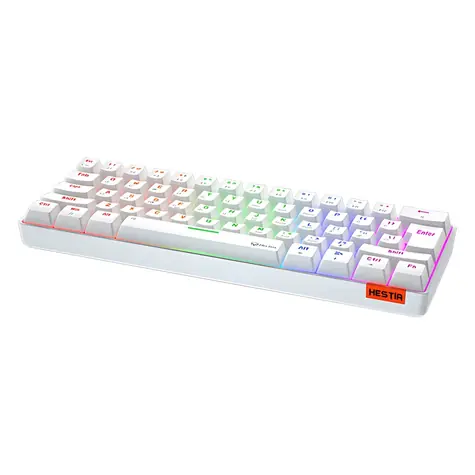 Meetion HESTIA bílá / Herní klávesnice / mechanická / OUTEMU Blue / USB-C / US layout