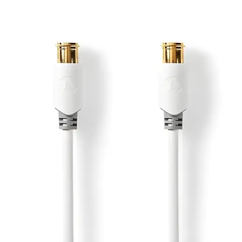 Nedis F Quick kabel F(M)-F(M) pozlacený bílá / Kabel / 75 Ohm / 90 dB / dvojité stínění / 5 m / PVC