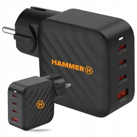 Hammer RapidCharge 100W černá / Nabíječka do sítě / 3x USB-C / 1x USB-A / Power Delivery
