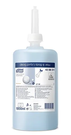 Tork Premium tekuté mýdlo na vlasy a tělo / Tekuté mýdlo / systém S1 / 1000 ml / svěží vůně