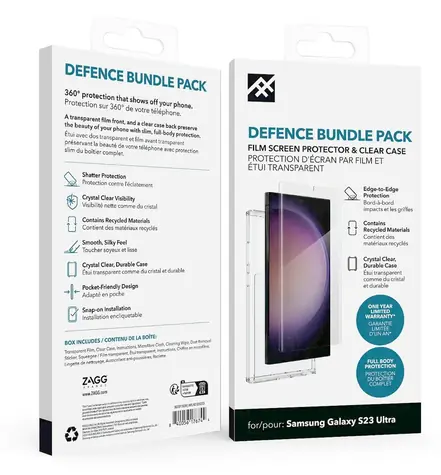 iFrogz Defence Samsung Galaxy S23 Ultra průhledná / Pouzdro / Silikonové / Ochranná fólie v sadě