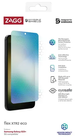 ZAGG InvisibleShield Flex XTR2 ECO / Hybridní ochranné sklo / Samsung Galaxy S23+ / Hexiom technologie
