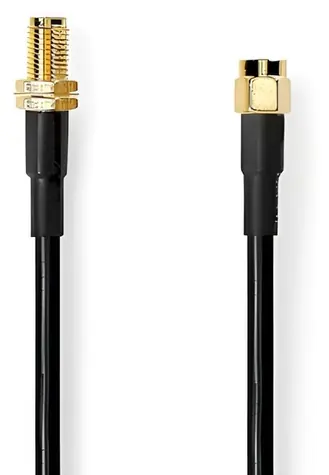 Nedis Anténní kabel SMA(M)-SMA(F) černá / Anténní kabel / Pozlacené / 50 Ohm / Dvojité stínění / 10 m