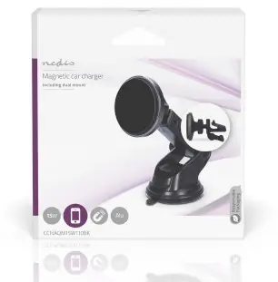 Nedis Bezdrátová nabíječka do auta MagSafe / Nabíječka do auta / 15 W / USB-C / Magnetické uchycení