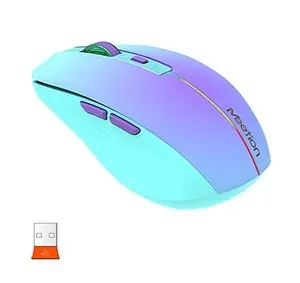 Meetion BTM002 fialovo-tyrkysová / Bezdrátová myš / 1600 DPI / 2,4 GHz / Bluetooth / 6 tlačítek