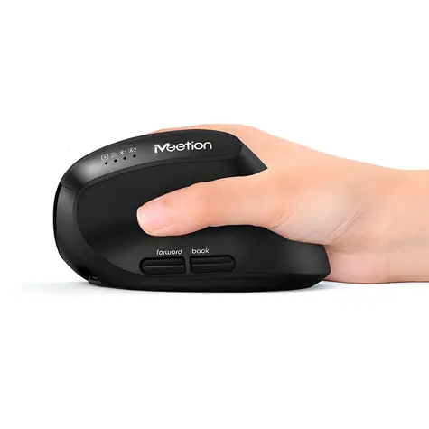 Meetion BTM008 černá / Vertikální bezdrátová myš / 2400 DPI / Bluetooth / 2,4GHz / 6 tlačítek
