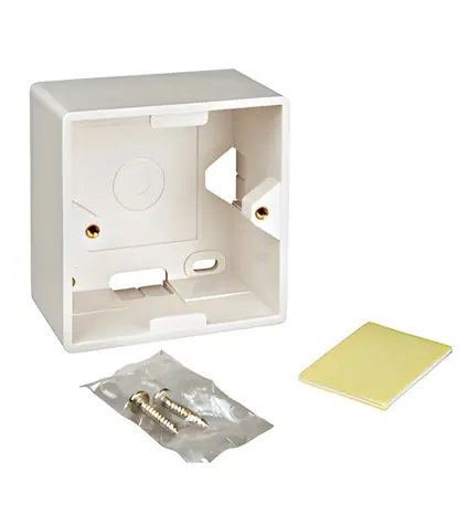 Schrack Box na omítku pro zásuvky HSED0xUWxS, HSEDx2UWxF / Krabice / 80x80x40 mm / RAL 9010 / IP20