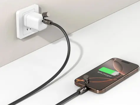 ER popruh na krk se skrytým USB-C kabelem černý / Popruh na krk / USB-C PD 240W / Data blocker / 1,5 m