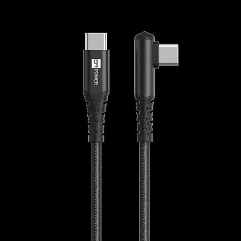 ER Woodpecker černá / USB-C kabel / lomený 90° / nylonové opletení / PD 100W / 480 Mbps
