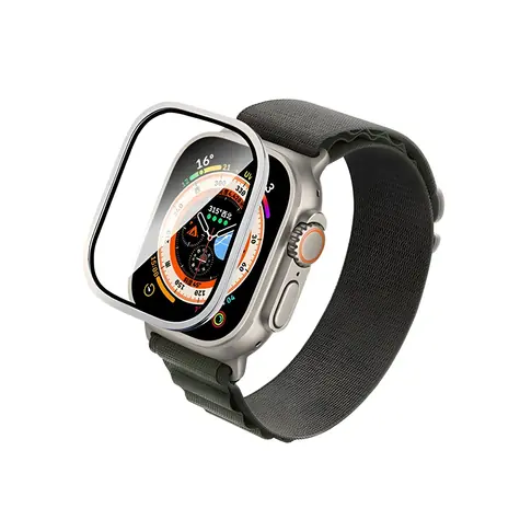 COTECi ochranné sklo s titanovým rámečkem / Ochranné sklo / Apple Watch Ultra 49mm / safírové sklo / titanový rámeček