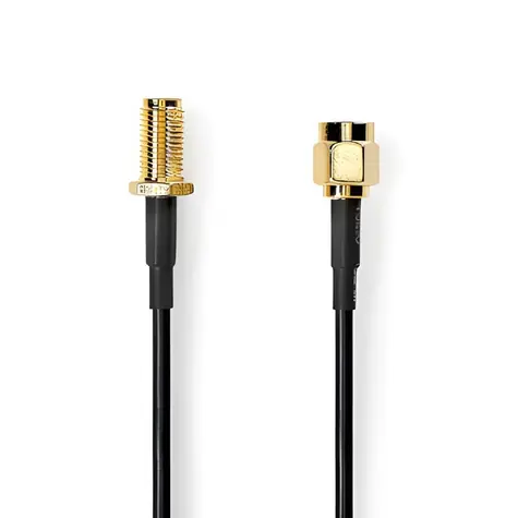Nedis anténní kabel SMA(M)-SMA(F) černá / Anténní kabel / Pozlacené konektory / 50 Ohm / Stíněný / 5 m