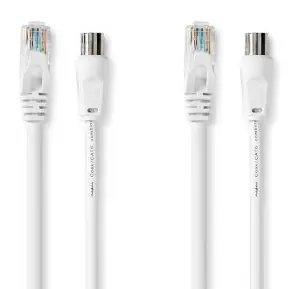 Nedis Kombinovaný kabel koax a CAT6 bílá / Kombinovaný kabel / RG58 / 75 Ohm / 3 m / dvojité stínění / box