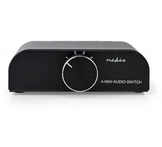 Nedis Audio přepínač antracit / Přepínač / 4 porty / RCA + 3.5mm / manuální / kov