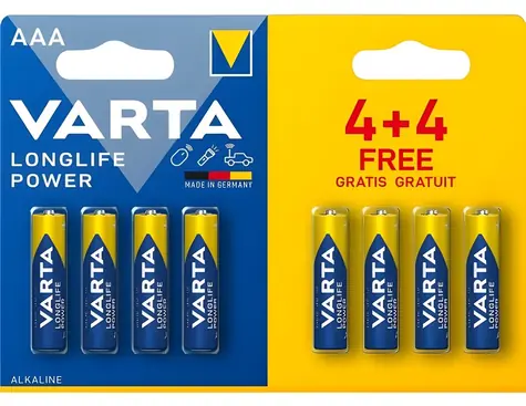 Varta Longlife Power AAA 8 ks (4+4) / Baterie / 1.5V / alkalická