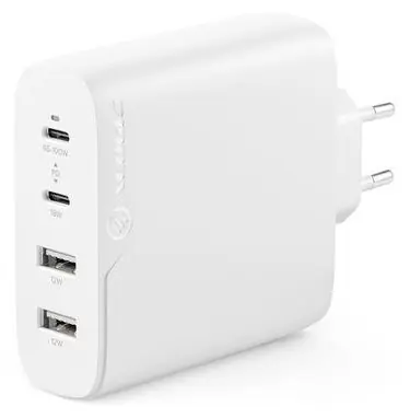 Alogic Rapid Power 100W bílá / Nabíjecí adaptér / GaN / 4x USB / Kabel 2 m