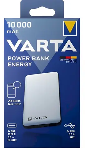 Varta Energy 10000mAh / powerbanka / 2x USB-A + 1x USB-C / 2,4 A / Li-Pol