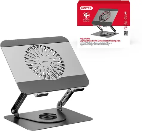 Unitek chladicí podložka pod notebook otočná 360° / Chladicí podložka / pro notebooky 8-17,3