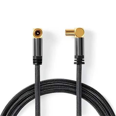 Nedis Profigold Fabritallic anténní kabel úhlový / Anténní kabel / IEC (Koax) zástrčka - zásuvka / 75 Ohm / 5 m