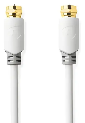 Nedis satelitní anténní kabel F(M) - F(M) pozlacený bílá / Kabel / 75 Ohm / 90 dB / stíněný / 1 m