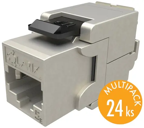Solarix rychlozařezávací keystone CAT5E STP černý / Konektor RJ45 / Stíněný / 24 ks multipack