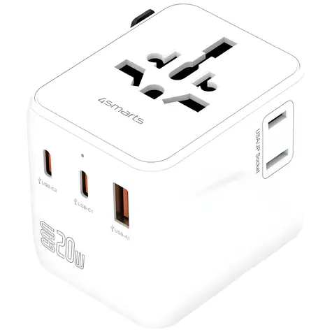4smarts Nomad / Cestovní adaptér / GaN / 20W / 2x USB-C / 1x USB-A