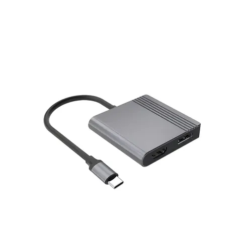 USB-C na HDMI + DisplayPort šedá / Adaptér / 4K 60Hz / 0,18 m