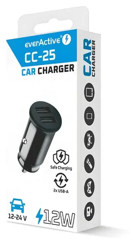CC-25 / Nabíječka do auta / 2x USB / 12W
