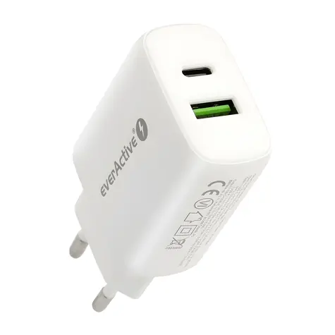USB-C nabíječka 25W bílá / Nabíječka / 2x výstup (USB-A, USB-C) / PD 3.0 / QC 4+
