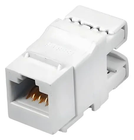 Keystone modul RJ45 UTP CAT5e bílá / TP zásuvka / Female / rovný / -40 až 70 °C