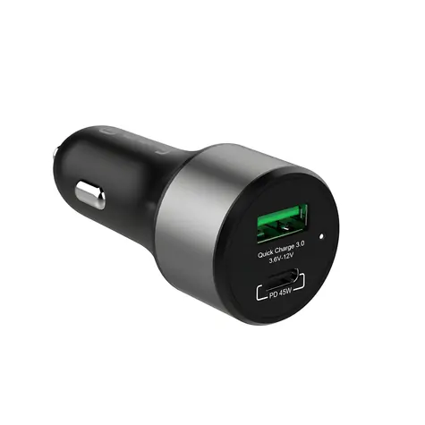 Crong Power Car Charger 63W / Autonabíječka / USB-C PD 45W / USB QC 3.0 18W