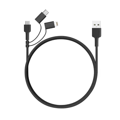 CB-BAL5 3v1 kabel černá / Nabíjecí kabel / Micro-USB, USB-C, Lightning / 1,2 m / nylonový