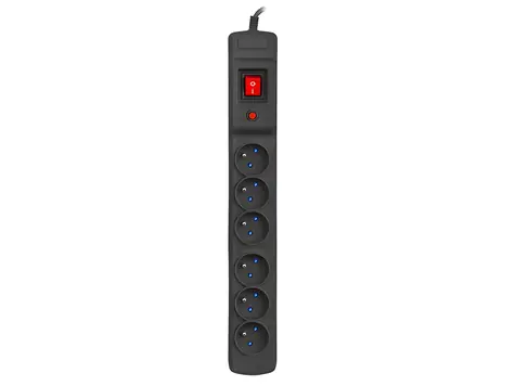 Armac Multi M6 10m černá / Prodlužovací kabel s přepěťovou ochranou / 6 zásuvek / 10 m