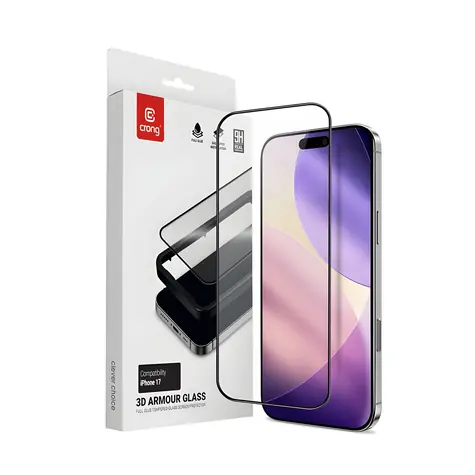 Crong 3D Armour Glass / Ochranné sklo / tvrzené / Apple iPhone 17 / s instalačním rámečkem
