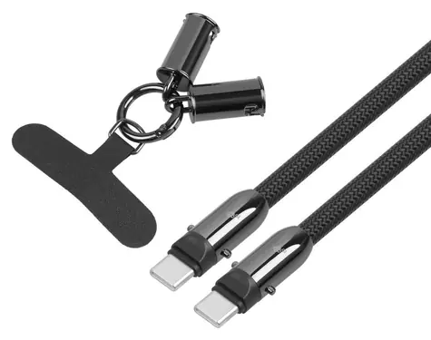 Kabel 2v1 USB-C se smyčkou černá / Kabel / USB-C / 1 m