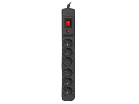 Armac Multi M6 černá / Přepěťová ochrana / 6 zásuvek / 5 m kabel / 2500 W