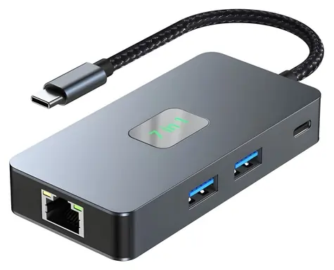 USB-C hub 7v1 / Hub USB / HDMI / USB / SD/TF / RJ45 2500 Mbps / PD