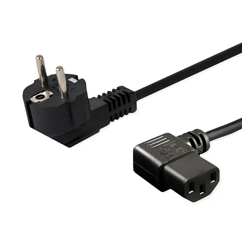 CL-115 Napájecí kabel Schuko - IEC C13 úhlový / Napájecí kabel / CEE7/7 - IEC C13 / 1,2 m / černá