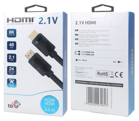 Kabel HDMI 2.1 Premium černý / Propojovací kabel / 8K / Herní / 3 m