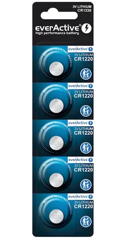 Lithiová baterie CR1220 5 ks blistr / Knoflíková baterie / 3 V / 40 mAh