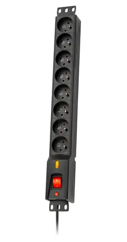 LXARM 810 3L černá / Přepěťová ochrana / PDU do racku / 8 zásuvek / 1,5 m / 2300 W
